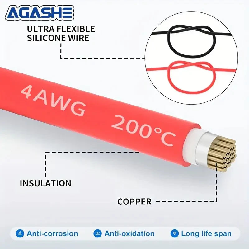 4AWG/6AWG Battery Cables with Screw Terminals, 18.5cm/7.3in Total Length, Copper Cable for Cars, Motorcycles, RVs,