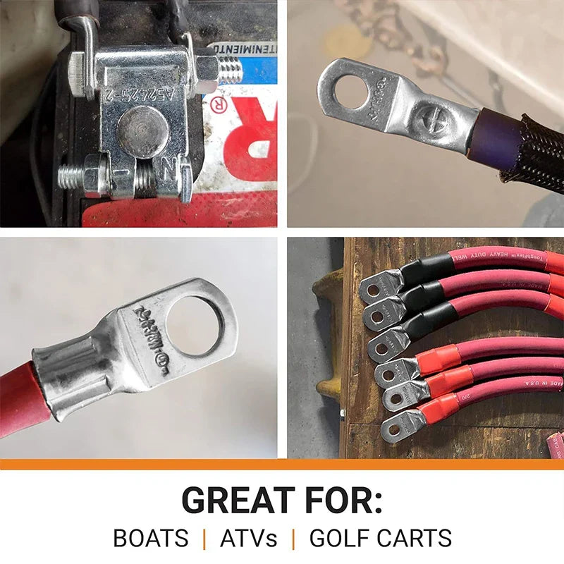 4AWG/6AWG Battery Cables with Screw Terminals, 18.5cm/7.3in Total Length, Copper Cable for Cars, Motorcycles, RVs,