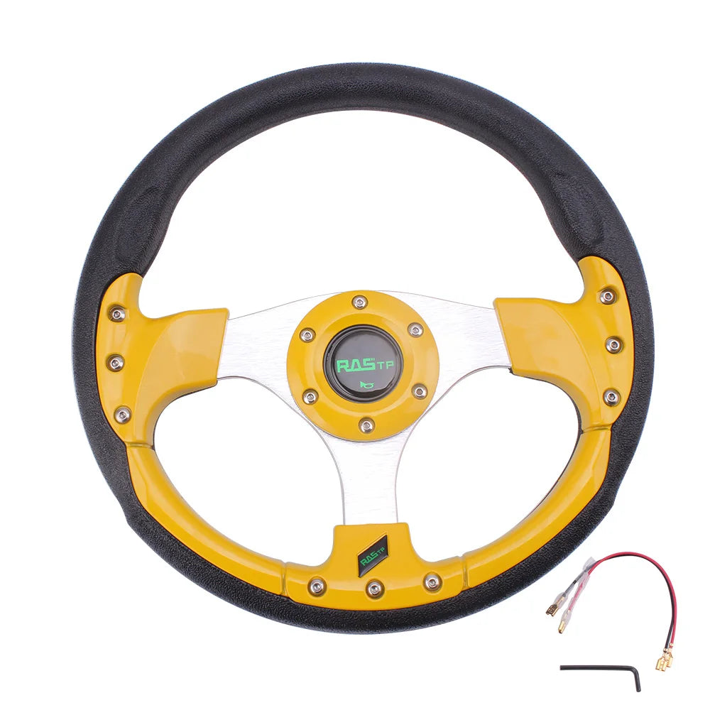 13 Inch 320mm Golf Cart Steering Wheel – PU Leather, Universal 5/6 Hole