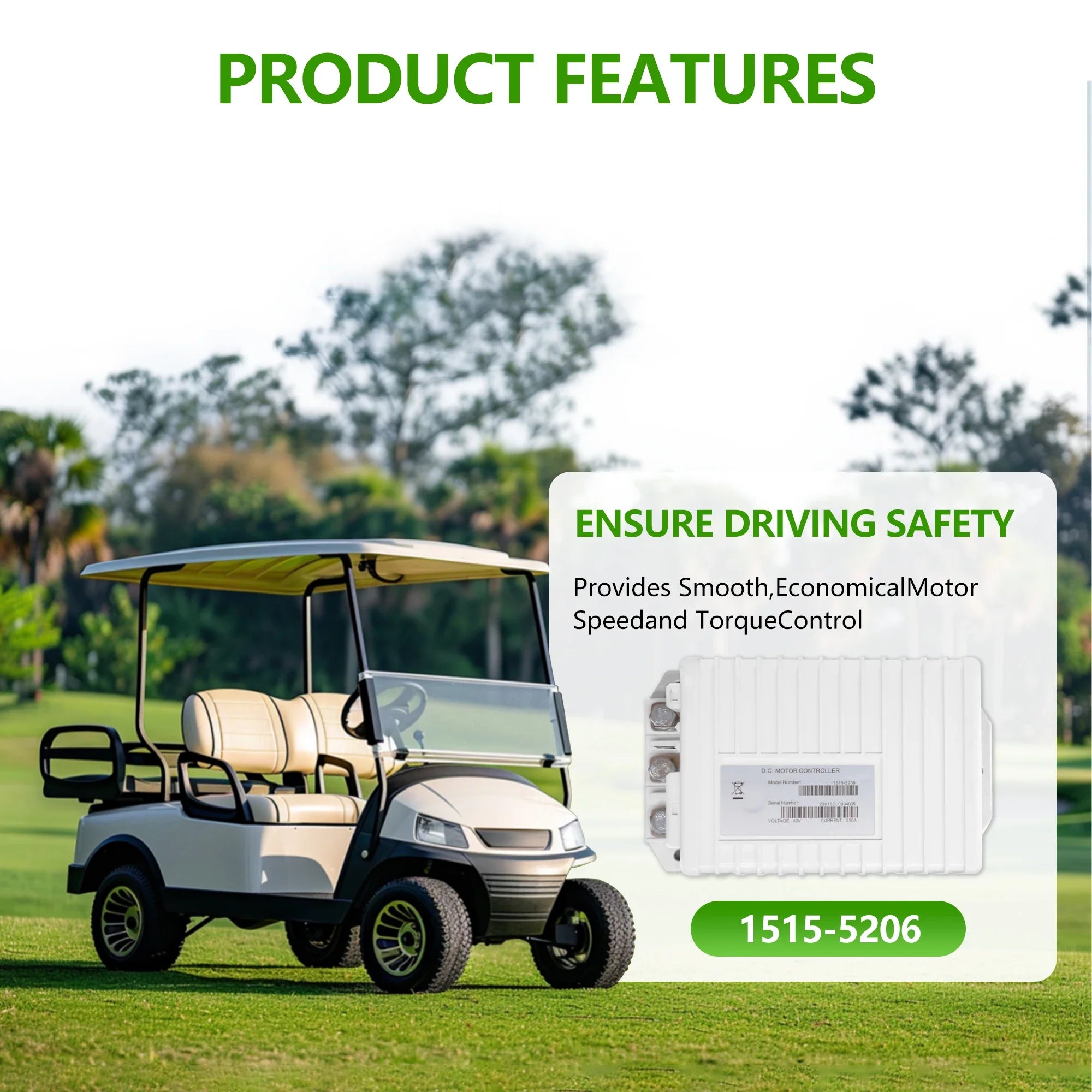 48V 250A MCOR Golf Cart Motor Controller for Club Car Precedent, Onward & Tempo (2014–2019) – Curtis 1515-5206