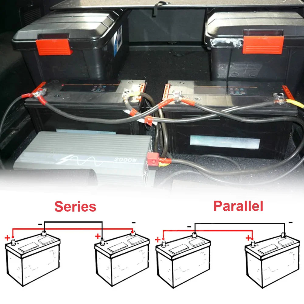 2/4AWG 30/50CM Battery Inverter Cable Set With Terminals Stranded Copper Cord Solar Power Connection Wire With Lugs