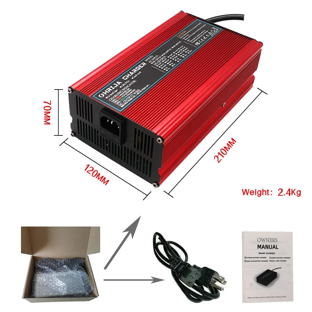 48V 15A Charger Suitable For EZGO CLUB CAR YAMAHA 48V Lead-Acid Battery AGM Golf Cart TXT RXV Plug Ptional Smart Aluminu Shell