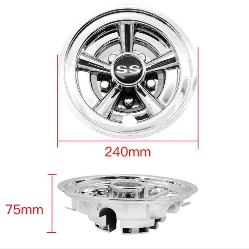 8" 5-Spoke Stainless Steel Golf Cart Wheel Covers – Fits EZGO, Club Car & Yamaha