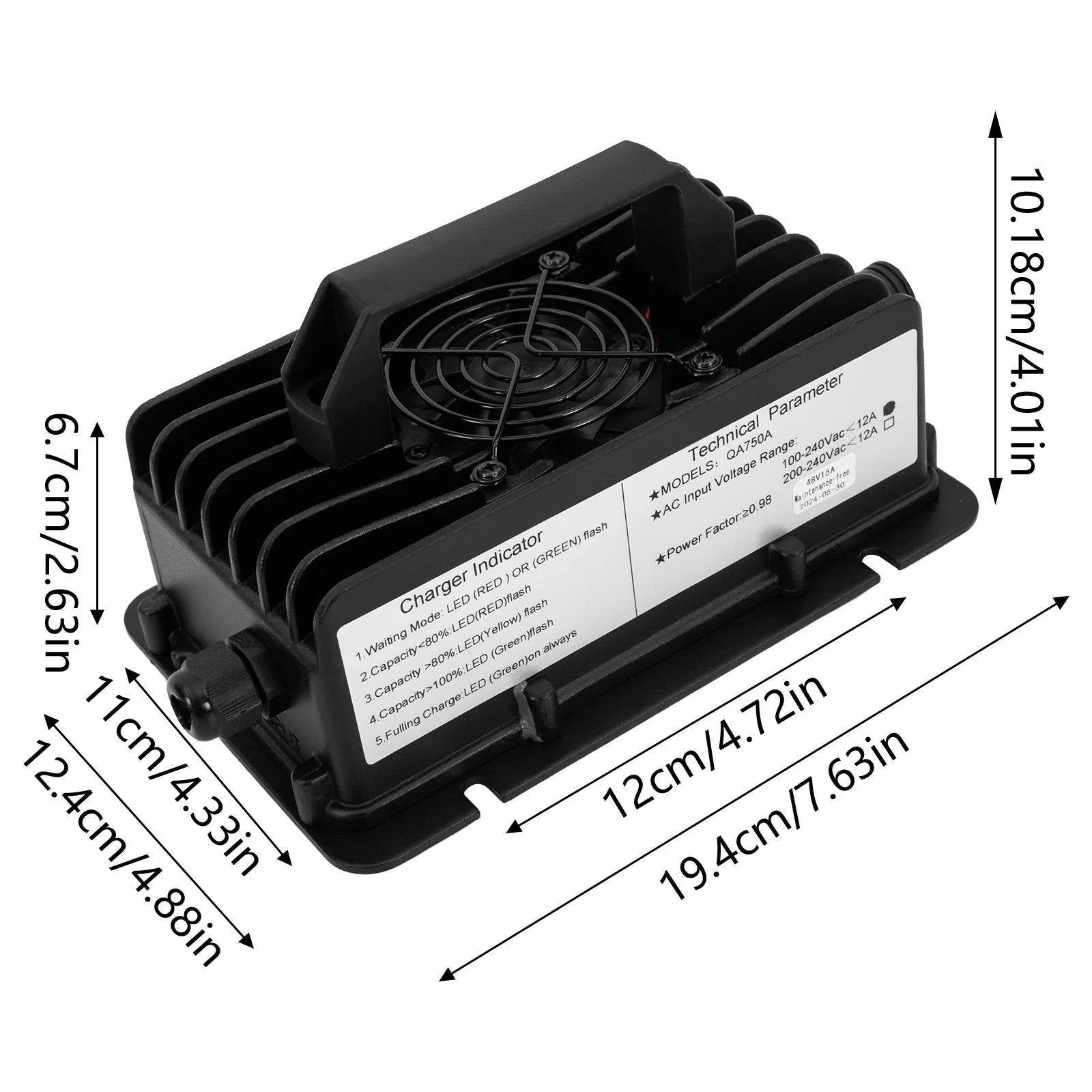48Volt 15Amp Golf Cart Battery Charger, Car Golf Cart Smart Charger, Golf Cart Battery Charger, Model QA750A