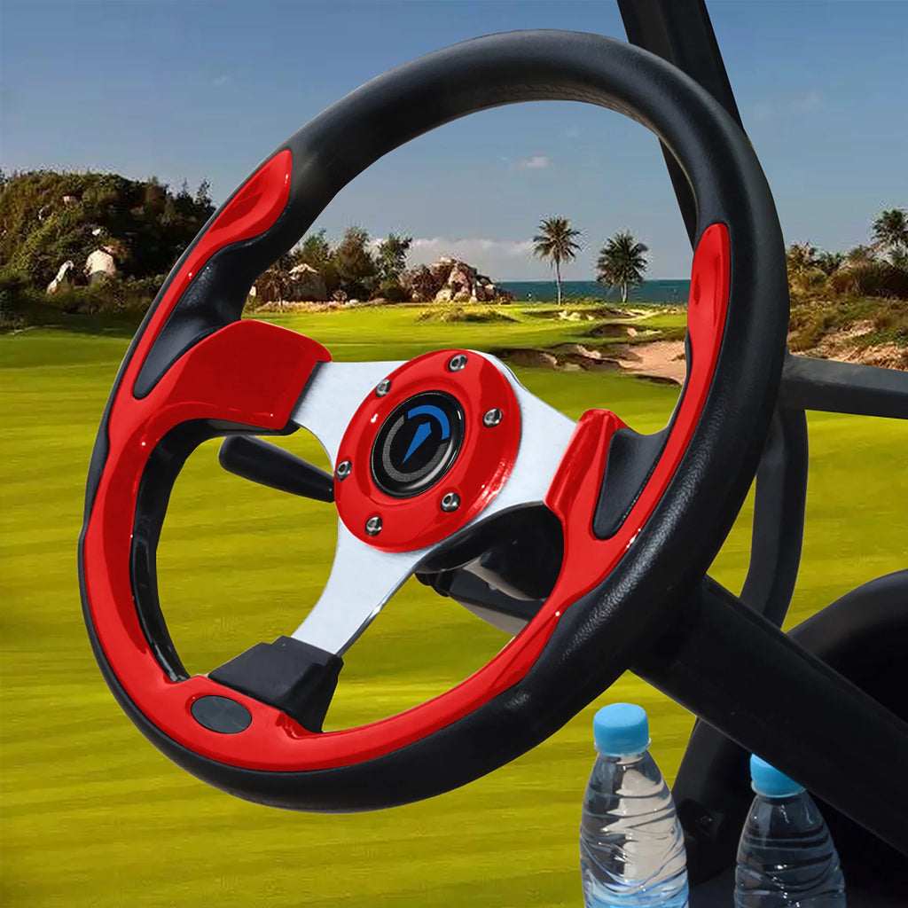 13 Inch 320mm Universal Golf Cart Steering Wheel – PU Leather, 5/6 Hole