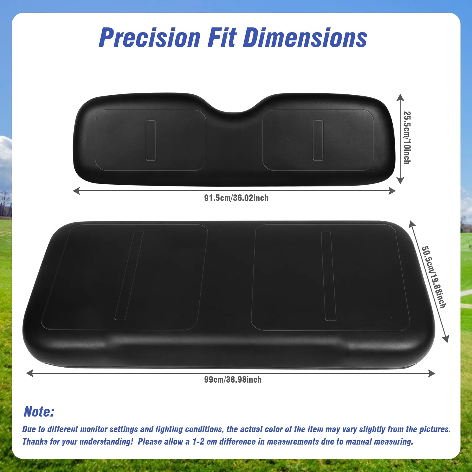 EZGO Medalist TXT Front Seat Cushion Replacement – PU Leather Bottom & Backrest Kit (1994–2013)