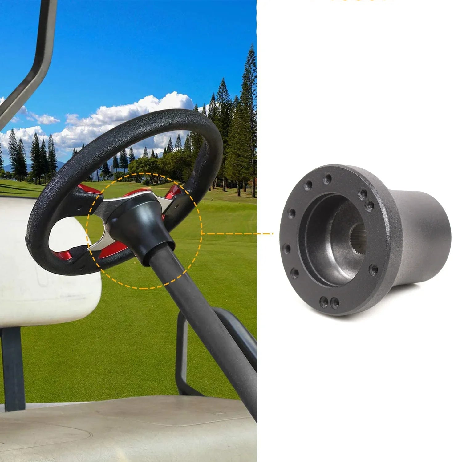 Golf Cart Steering Wheel Adapter 5/6 Hole for EZGO TXT & RXV