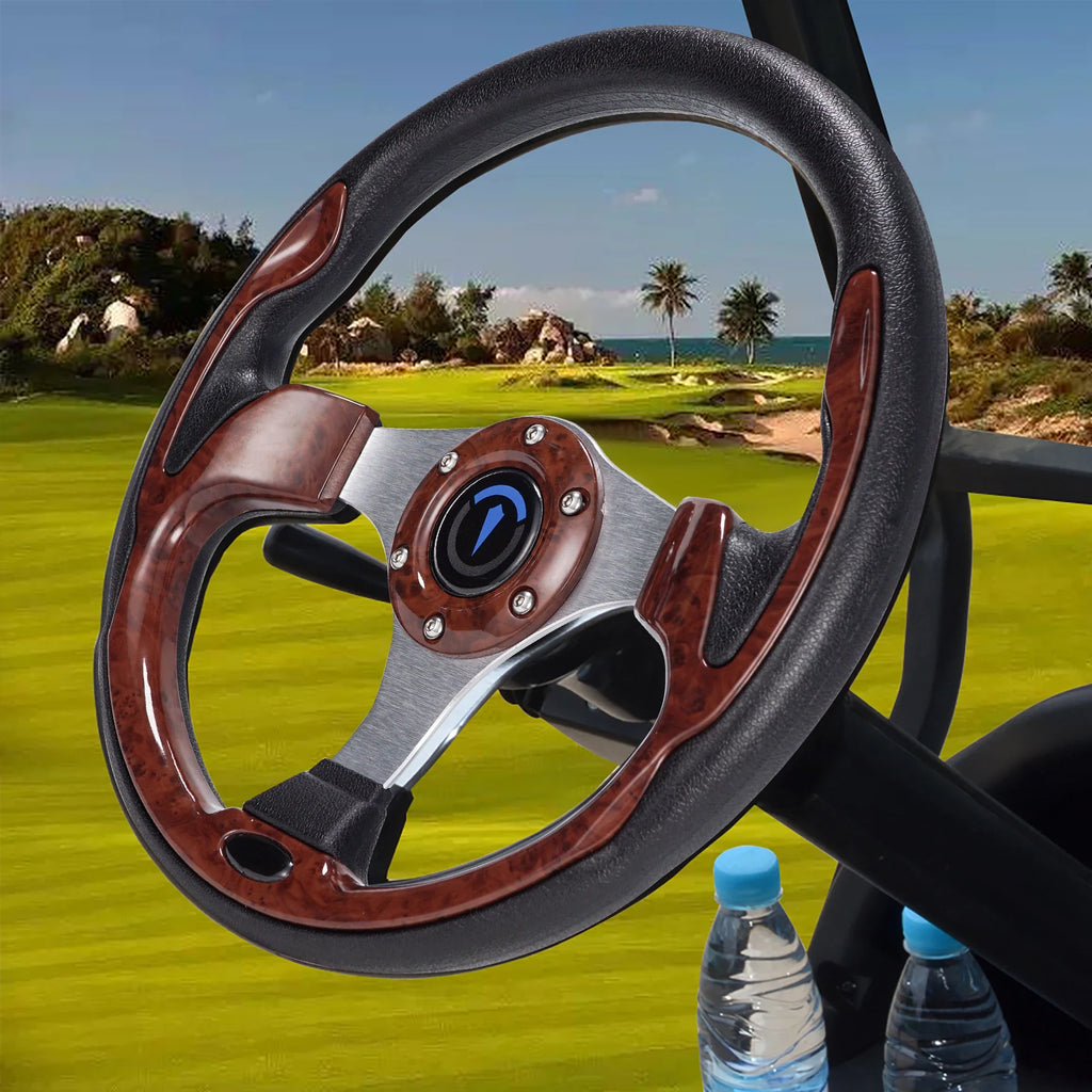 13 Inch 320mm Universal Golf Cart Steering Wheel – PU Leather, 5/6 Hole