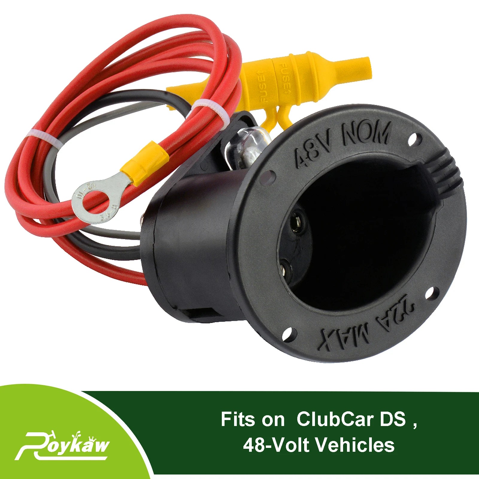 48 Volt Charger Receptacle with Fuse Assembly | Club Car DS 2000-up Electric