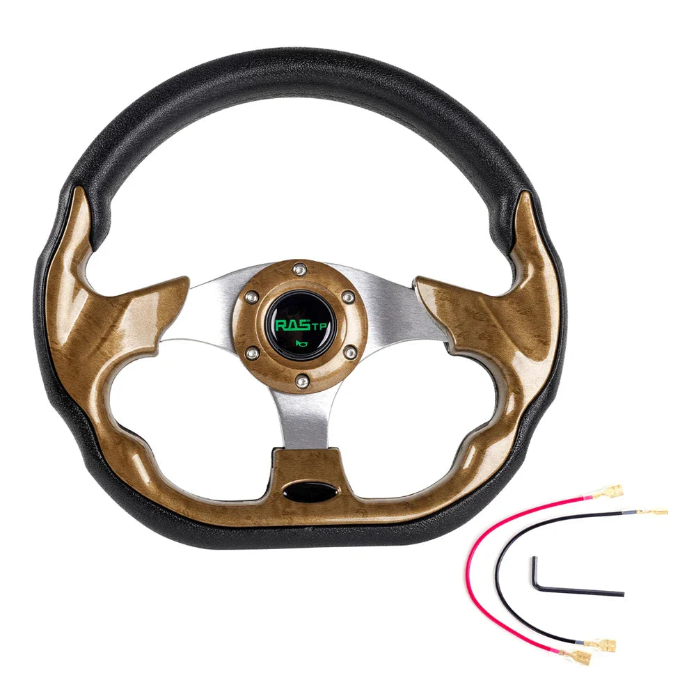 14 Inch 350mm Red Sport Racing Steering Wheel for Golf Cart – PU Leather, Universal Fit