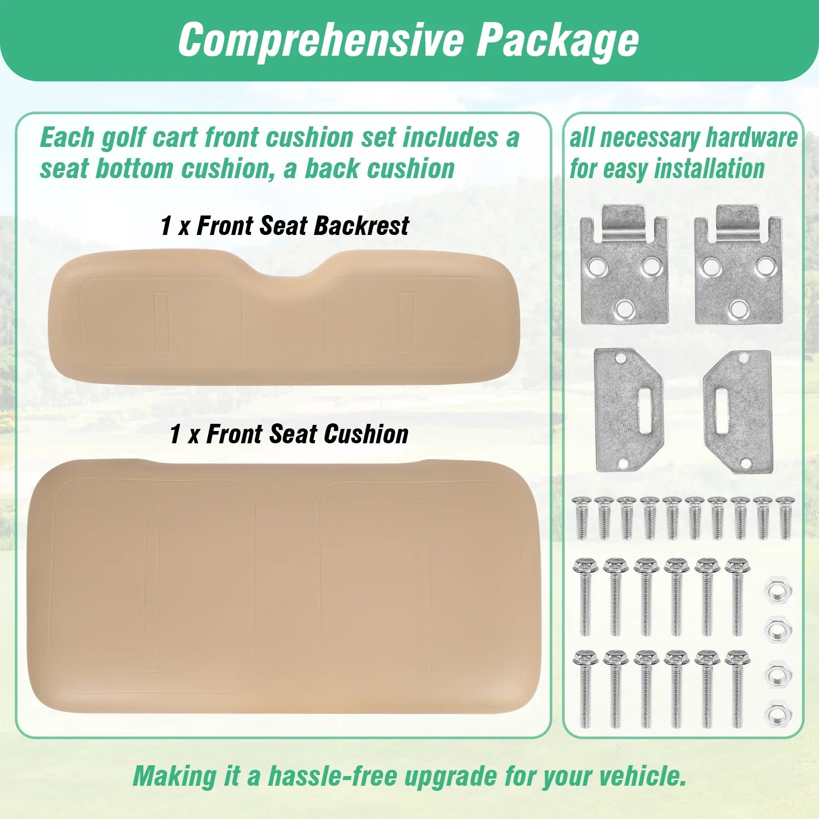 EZGO Medalist TXT Front Seat Cushion Set – PU Leather Bottom & Backrest Replacement (1994–2013)
