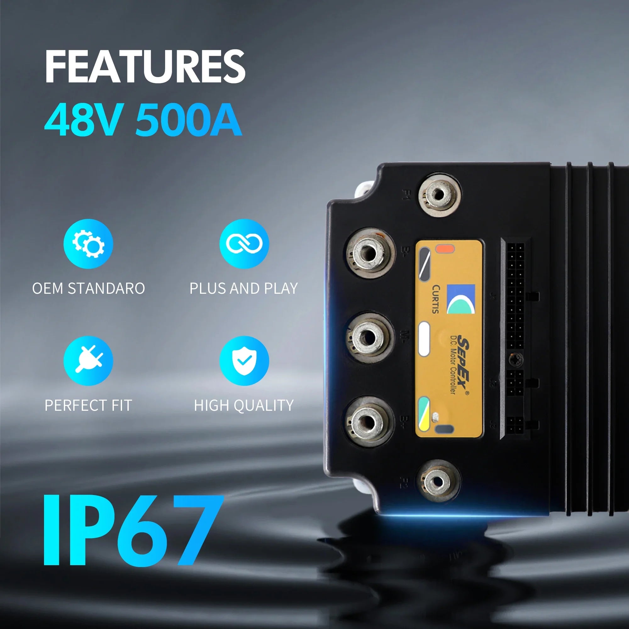 48V 500A Golf Cart Motor Controller for Club Car Carryall 500–900 & Transporter (2014+) – Curtis 1520L-5550