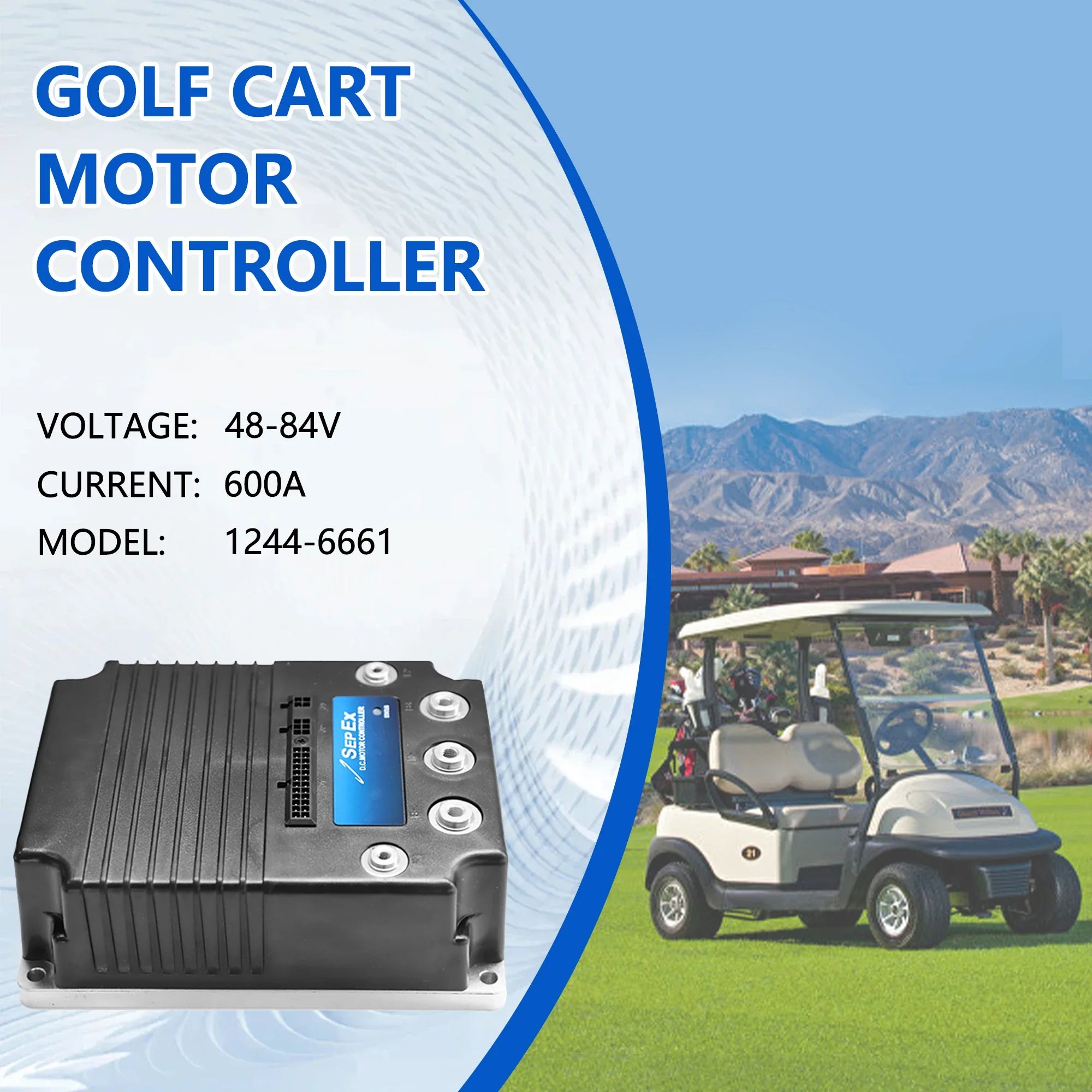 80V 600A DC Motor Controller 1244-6661 Compatible with Curtis SepEx 1244 Series Controllers EZGO Club Car Golf Cart