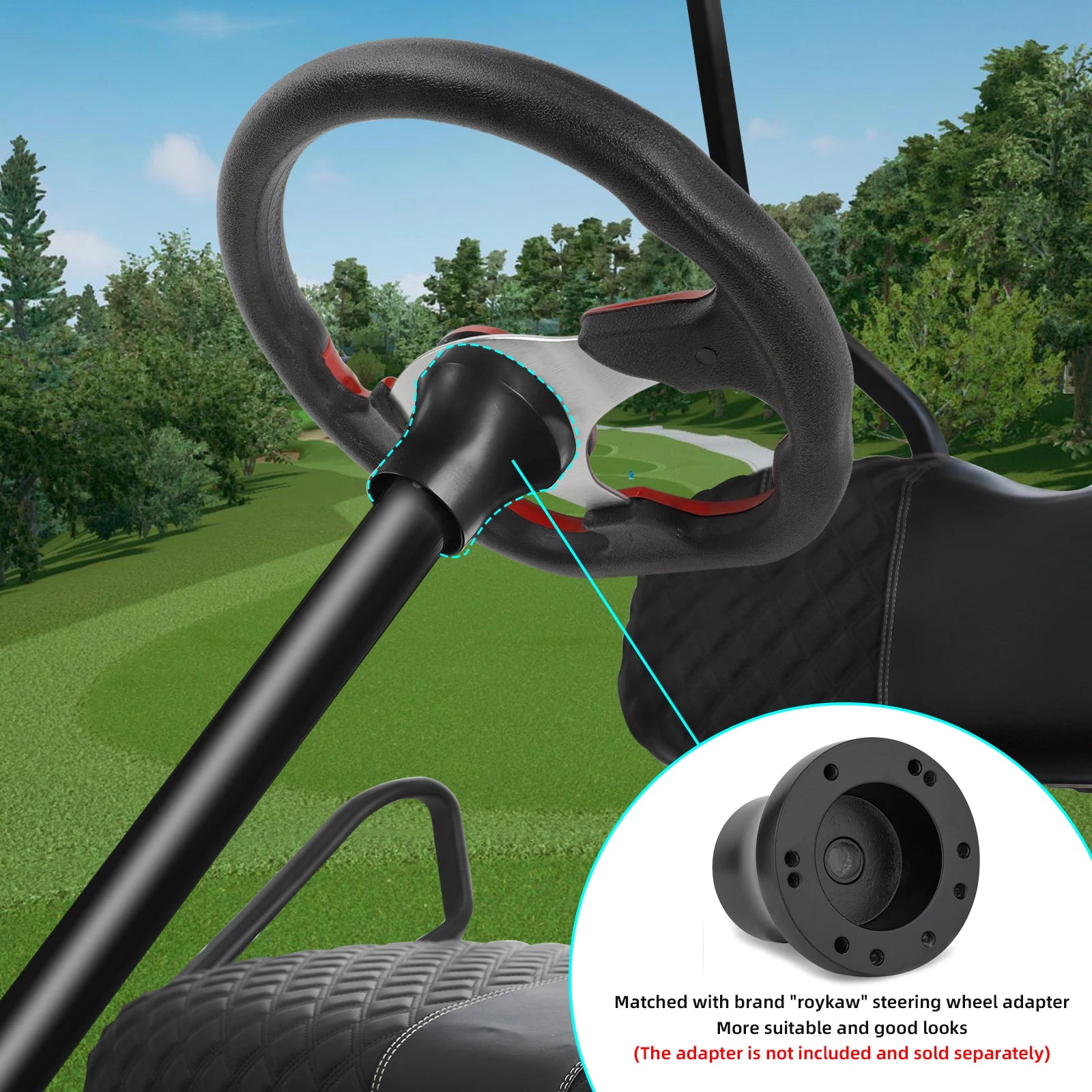 Golf Cart Steering Wheel Fit | EZGO TXT, RXV/Club Car DS, Precedent, Tempo/Yamaha, 12.5" Classic Steering Wheel