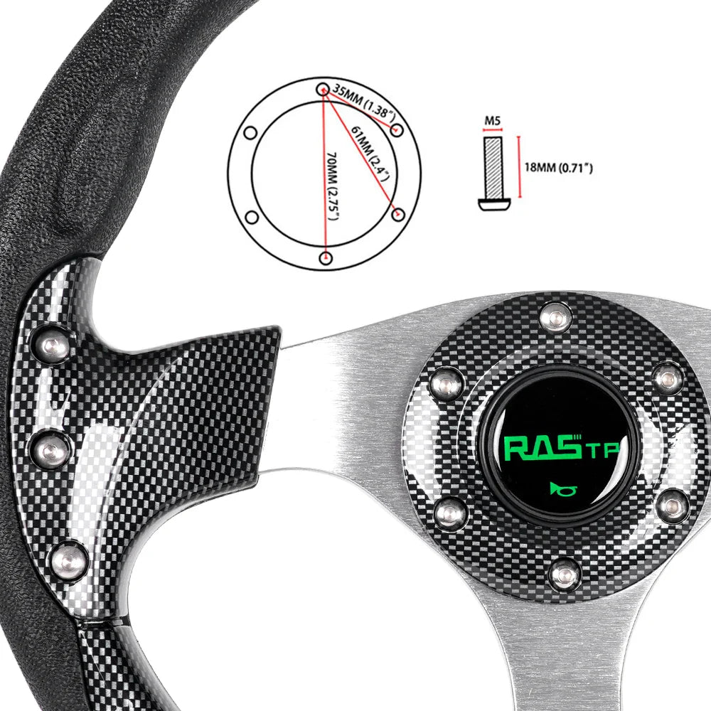 13 Inch 320mm Golf Cart Steering Wheel – PU Leather, Universal 5/6 Hole