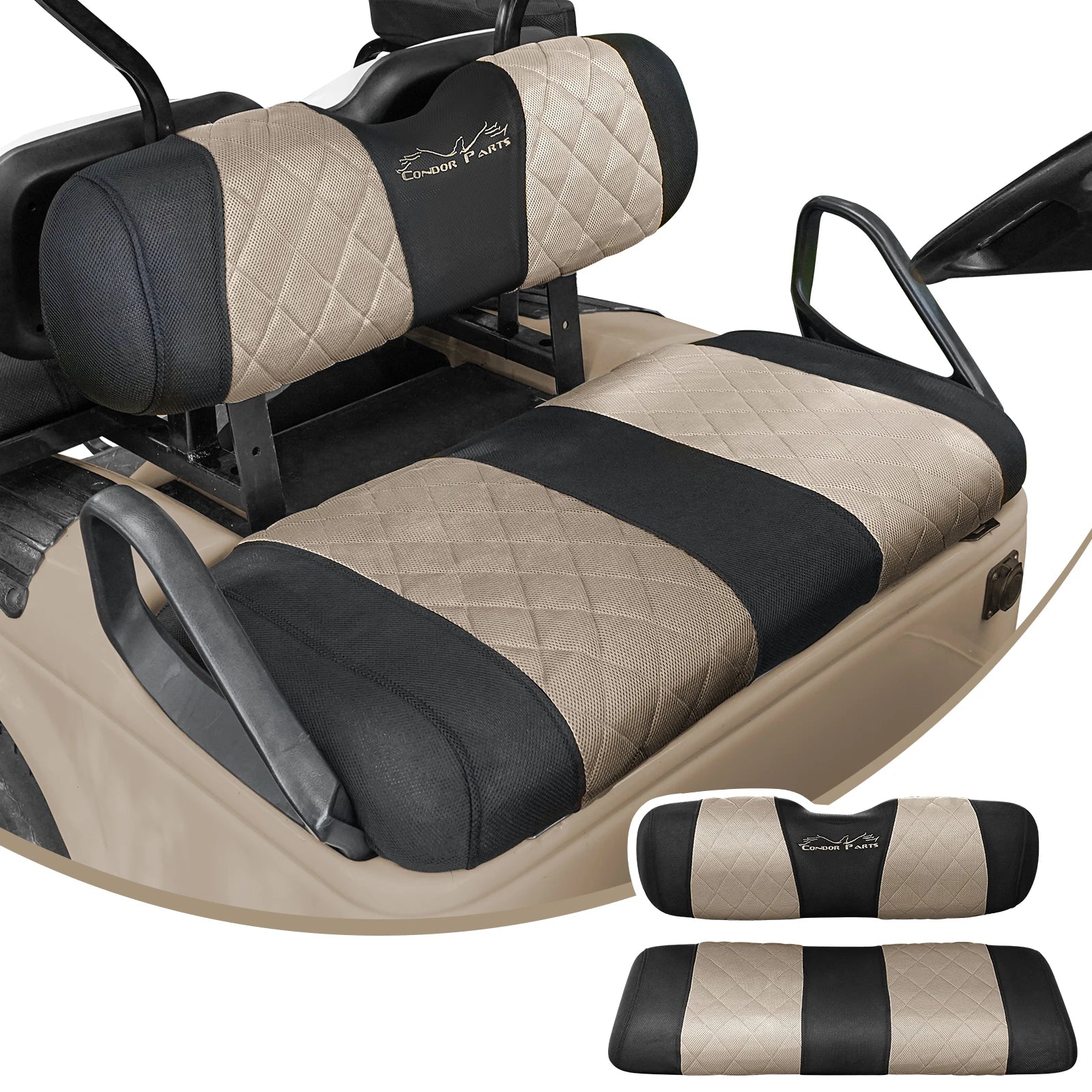 EZGO TXT & RXV Golf Cart Seat Covers – Diamond Design Breathable Mesh, Easy Install