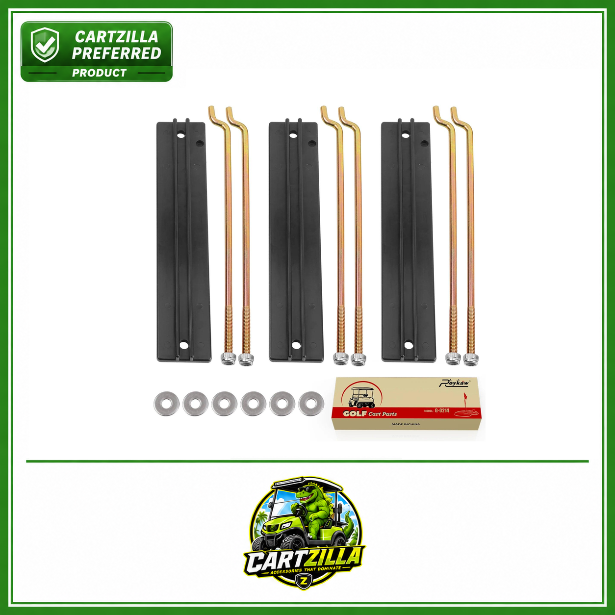 Golf Cart Battery Hold Down w/Rods Kit | Club Car DS and Carryall 1998-2005, Replaces # 1013683, 101090801