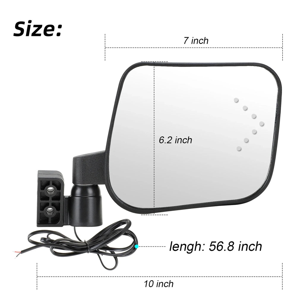 LED Turn Signal Folding Golf Cart Side Mirrors for EZGO/Club Car/Yamaha
