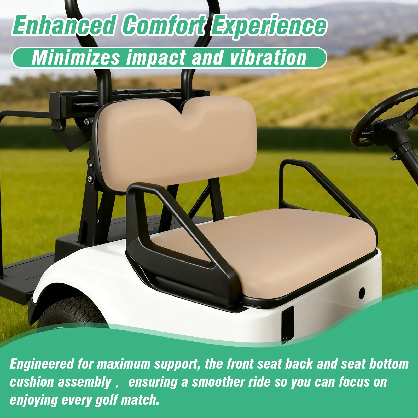 EZGO TXT Medalist Front Seat Cushion Assembly – Waterproof PU Leather Kit, Beige (1994–2013)
