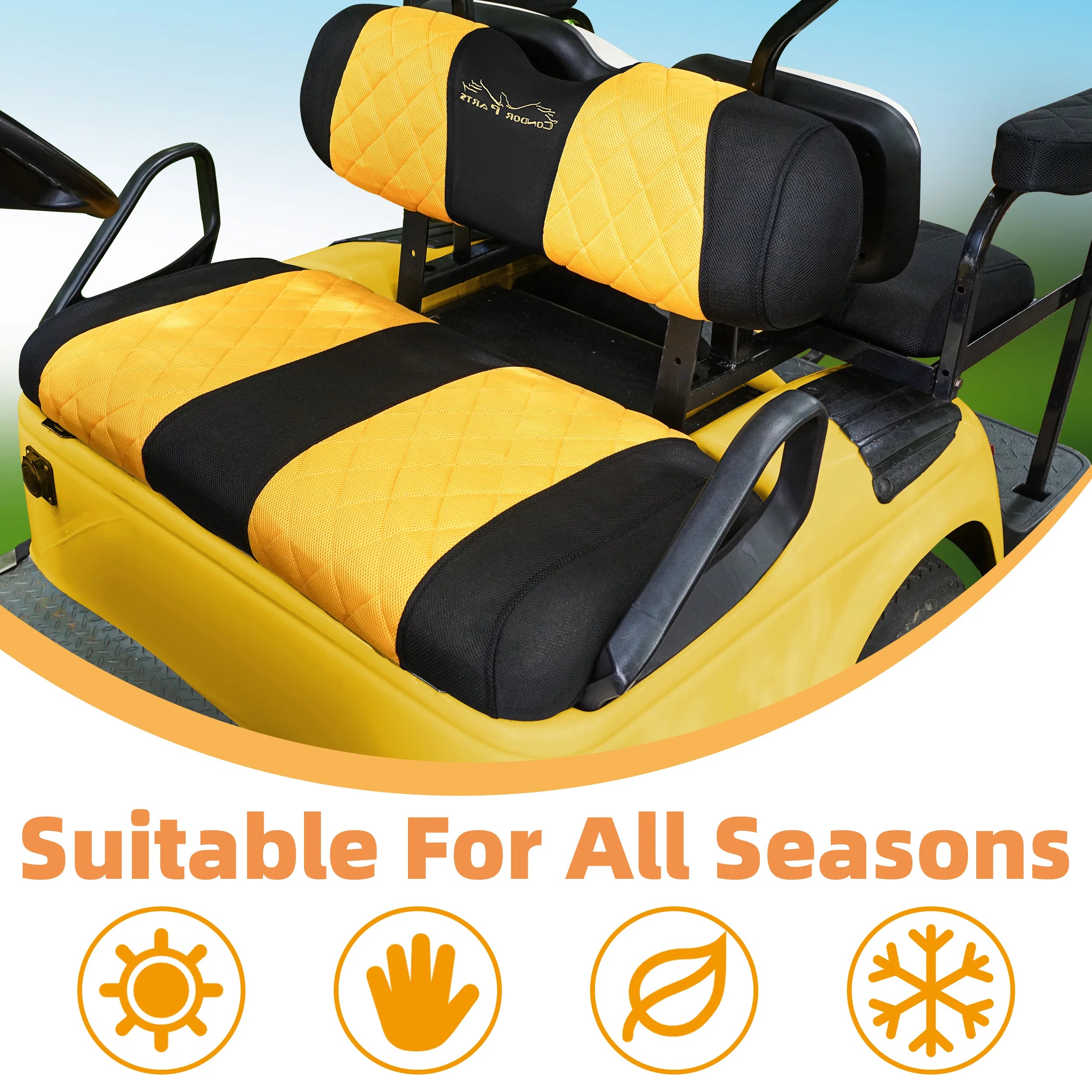 EZGO TXT & RXV Golf Cart Seat Covers – Diamond Design Breathable Mesh, Easy Install