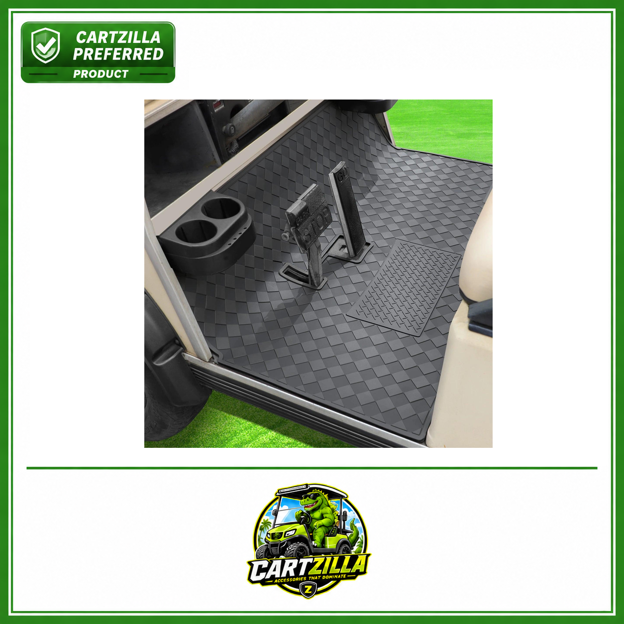 Golf Cart Mat Full Coverage Floor Liner | Club Car DS (1982-2013) & Villager (1982-2018), 8mm Thick Heavy-Duty Mat