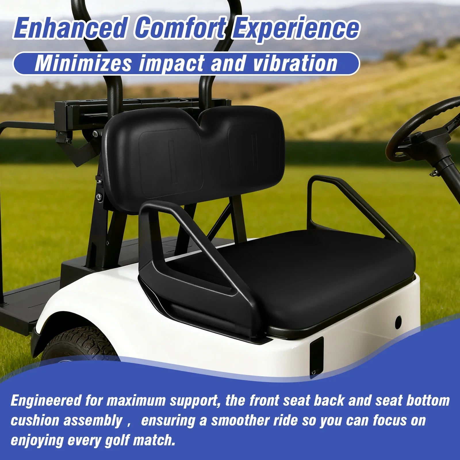EZGO Medalist TXT Front Seat Bottom & Backrest Assembly – PU Leather Replacement Kit (1994–2013)