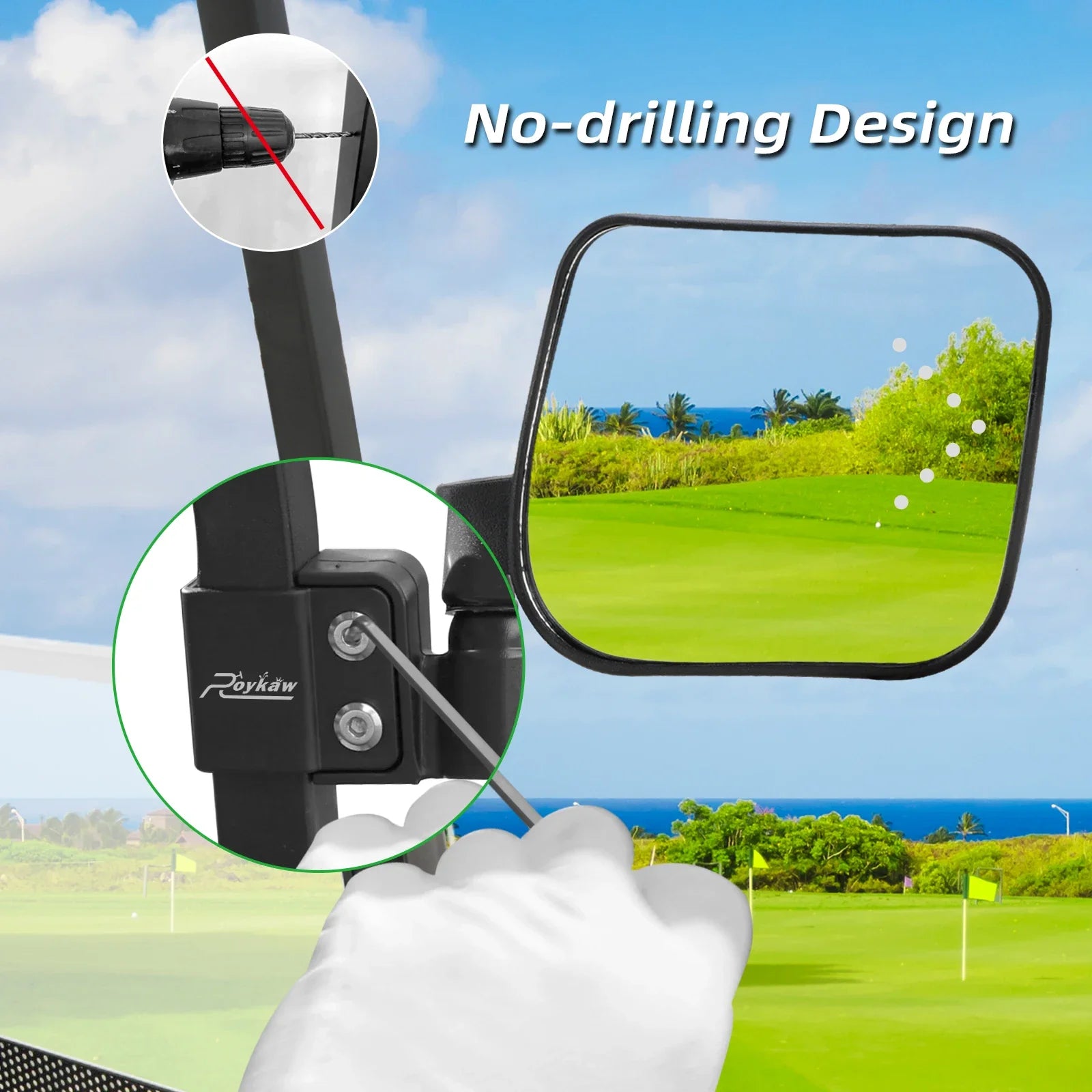 LED Turn Signal Folding Golf Cart Side Mirrors for EZGO/Club Car/Yamaha