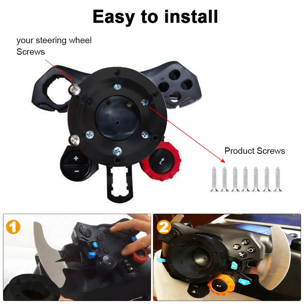 14 Inch 350mm PU Leather Racing Steering Wheel with 70mm PCD Adapter for Logitech G29 G920 G923