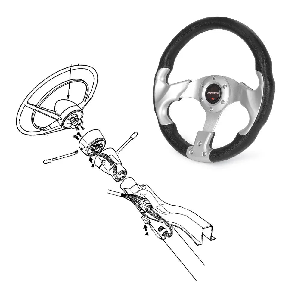13 Inch 320mm Racing Style Steering Wheel for Yamaha Golf Cart & EZGO – Aluminum Alloy