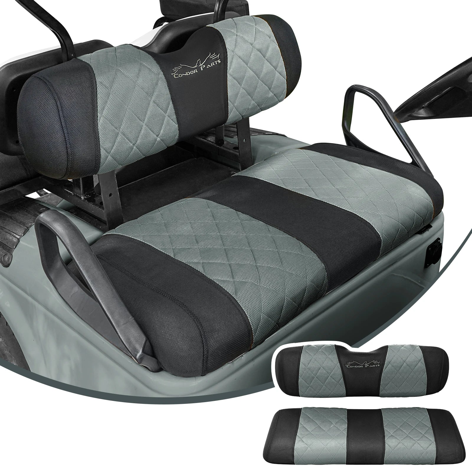 EZGO TXT & RXV Golf Cart Seat Covers – Diamond Design Breathable Mesh, Easy Install