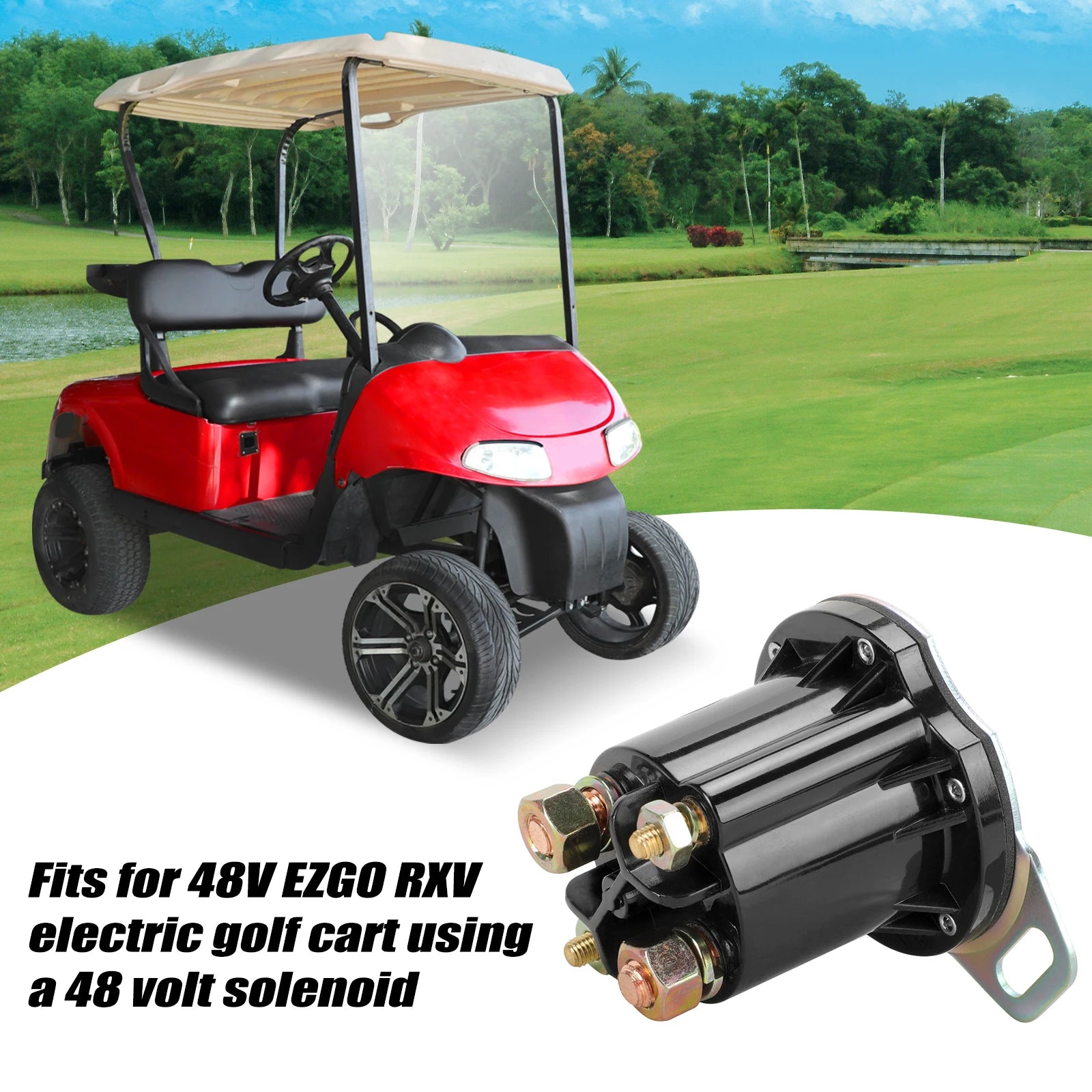 Golf Cart Solenoid 48 Volts 150A 4 Terminal | 48-Volts EZGO RXV 2008-up Electric Golf Cart, OEM #649373, 624317