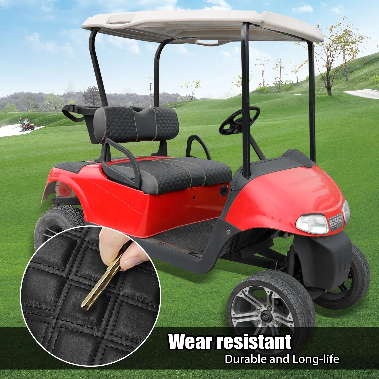Golf Cart Seat Covers Kit Fit | EZGO RXV OEM Ordinary Seat Cushion, Vinyl Material/Soft, Comfortable & Easy to Clean