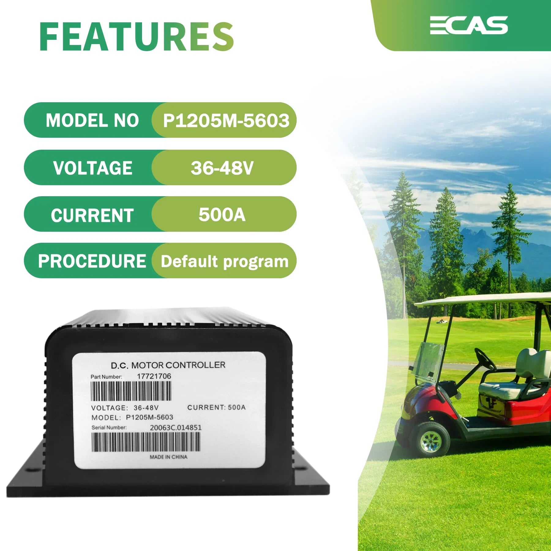 48V 500A Golf Cart Speed Controller for Club Car DS (1996+) – Curtis 1205M-5601 / 1205M-5603
