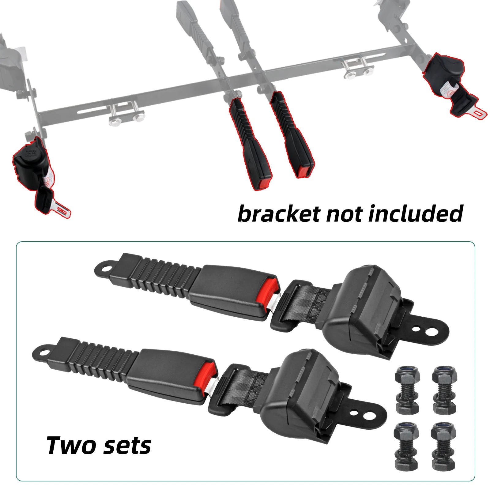 Retractable Golf Cart Seat Belt Safety Belt Compatible with EZGO Club Car Yamaha, Go Kart/UTV Seat Belt - 2 Pcs