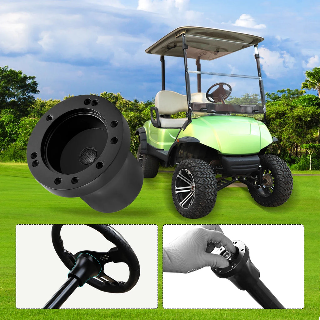 Golf Cart Steering Wheel Adapter for Yamaha G1–G29, Drive & Drive2 – Black/Silver