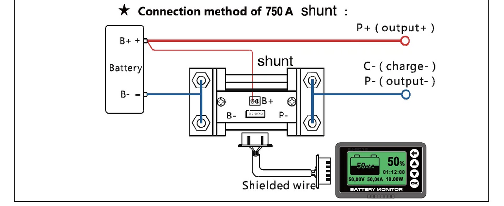 500A Smart Shunt Battery Monitor with LCD Display