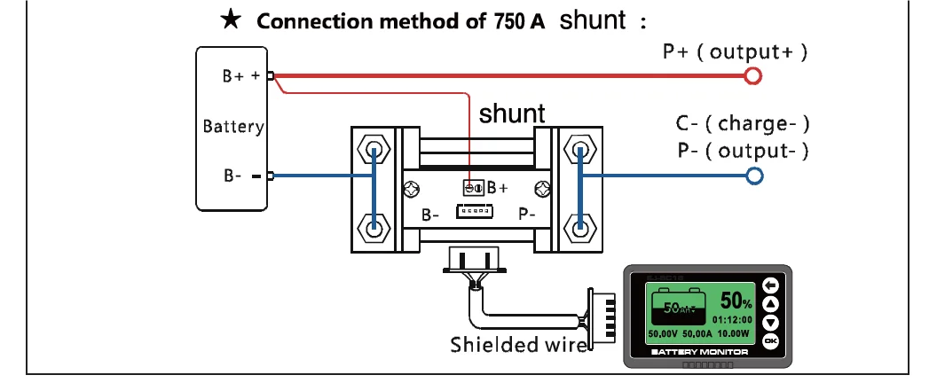 500A Smart Shunt Battery Monitor with LCD Display