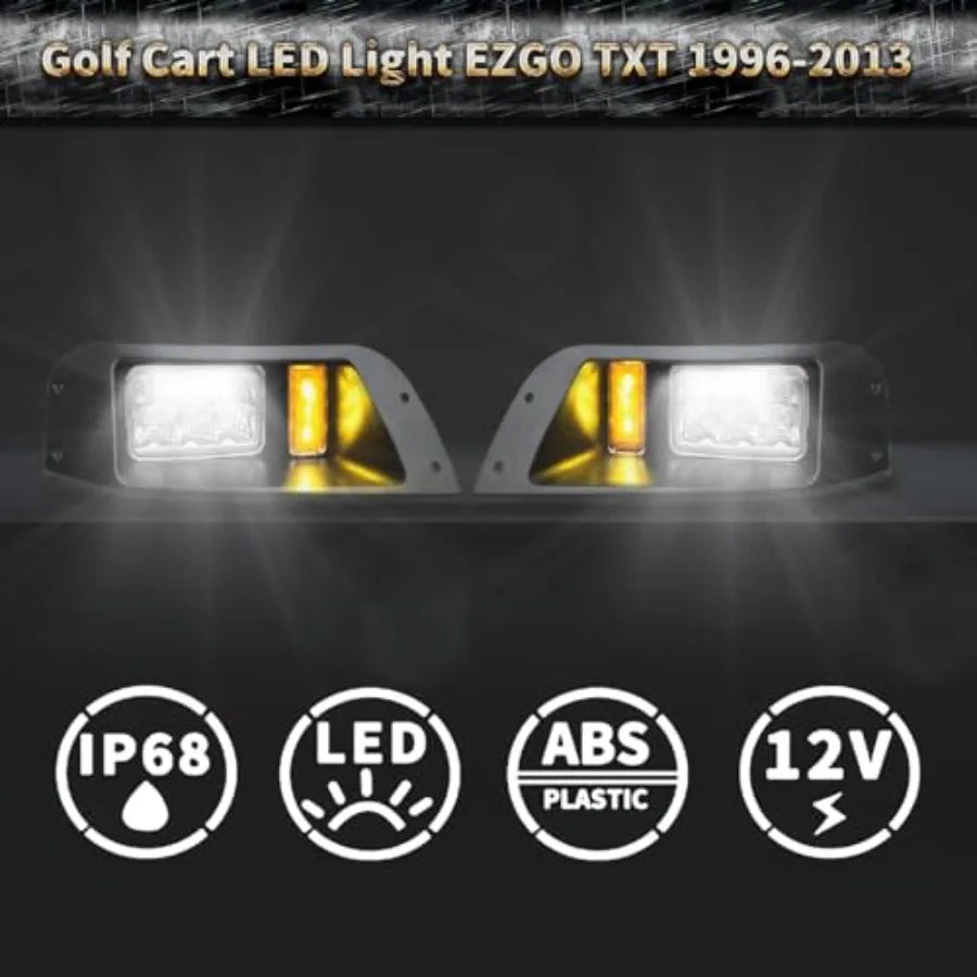 Golf Cart Head Light Compatible with EZGO TXT LED Light 1996-2013 Gas and Electric Passenger Driver Side Replace 12V Headlights