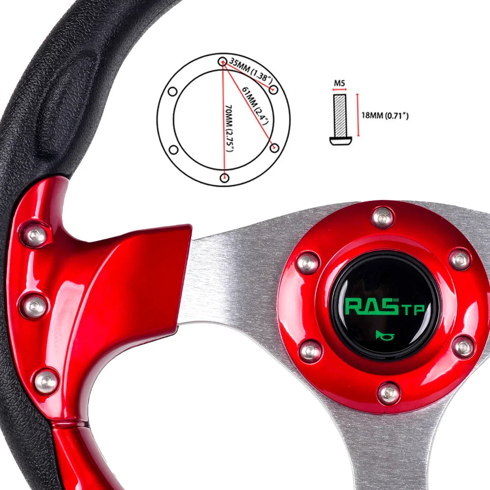 13 Inch 320mm Golf Cart Steering Wheel – PU Leather, Universal 5/6 Hole