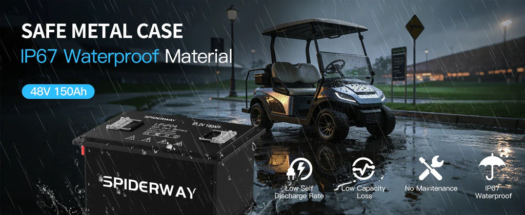 48V 150Ah Lithium Golf Cart Battery Built-in 200A BMS 6000+ Cycles Max. 10.24kW, Support Touch Monitor & Mobile APP