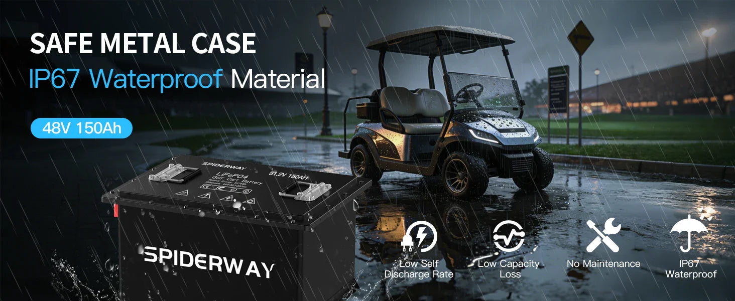 48V 150Ah Lithium Golf Cart Battery Built-in 200A BMS 6000+ Cycles Max. 10.24kW, Support Touch Monitor & Mobile APP