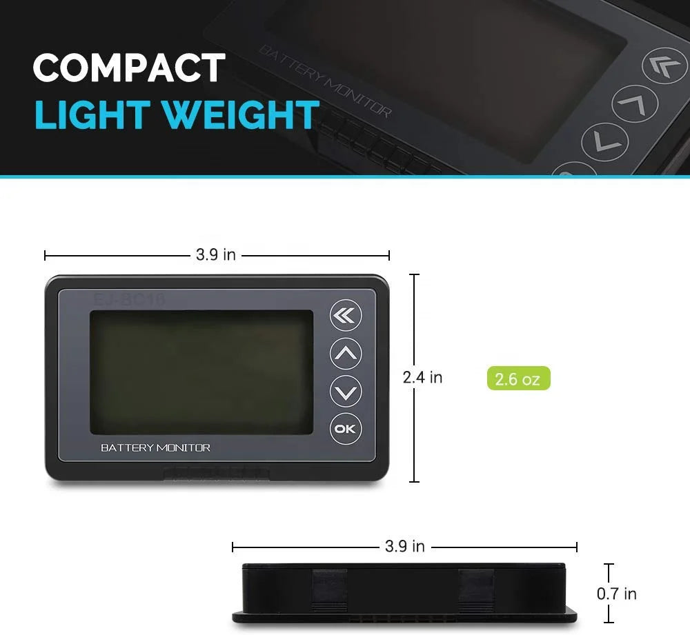 500A Smart Shunt Battery Monitor with LCD Display