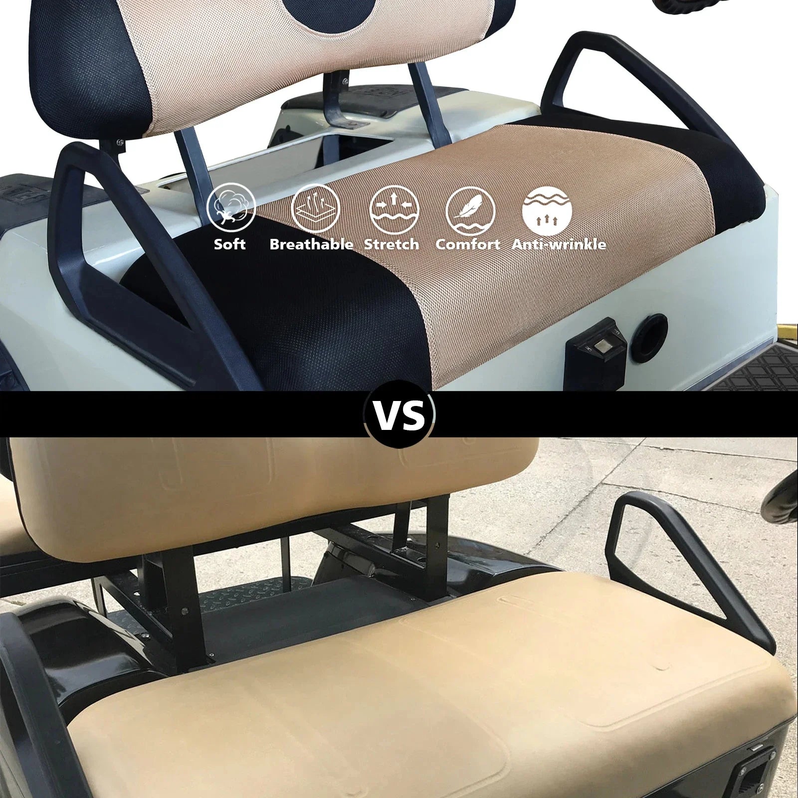 Golf Cart Seat Cover Set – Breathable Mesh Cushion Cover for Club Car, EZGO & Yamaha