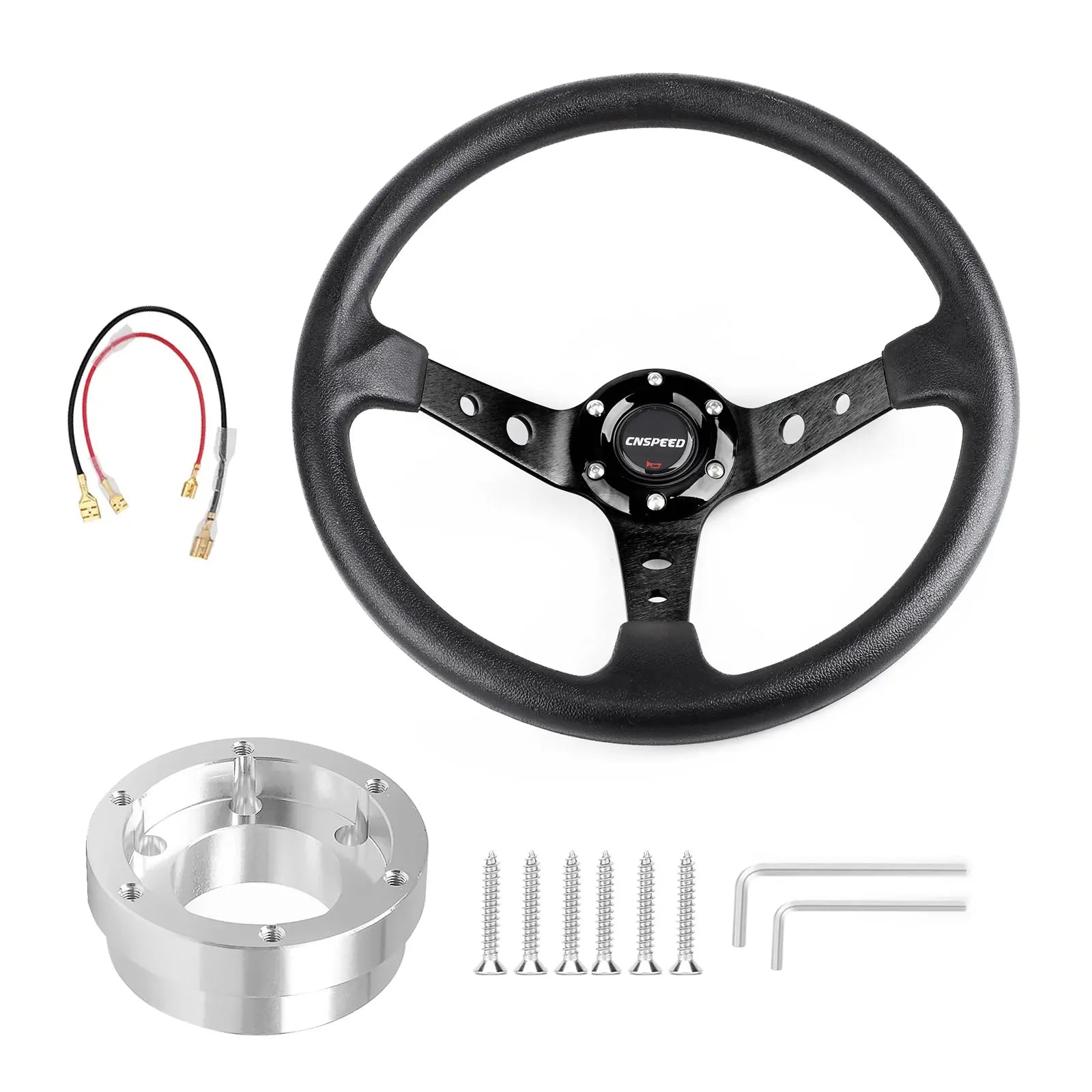 14 Inch 350mm PU Leather Racing Steering Wheel with 70mm PCD Adapter for Logitech G29 G920 G923