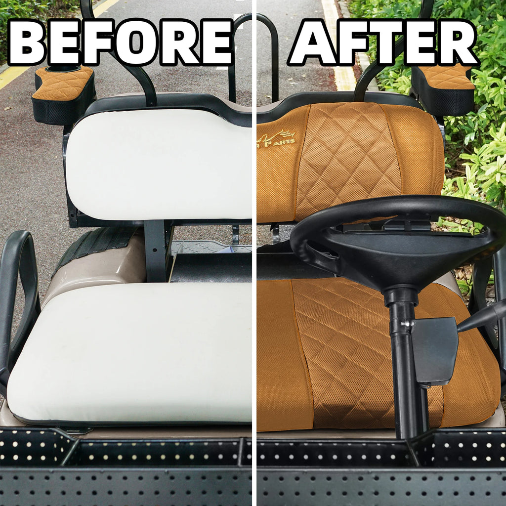 EZGO TXT & RXV Golf Cart Seat Covers – Diamond Design Breathable Mesh, Easy Install