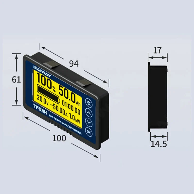 DC8-120V Coulomb Counter Meter Battery Capacity Indicator Voltage Current 50A/100A/350A/500A Coulomb Counter for Electric Car