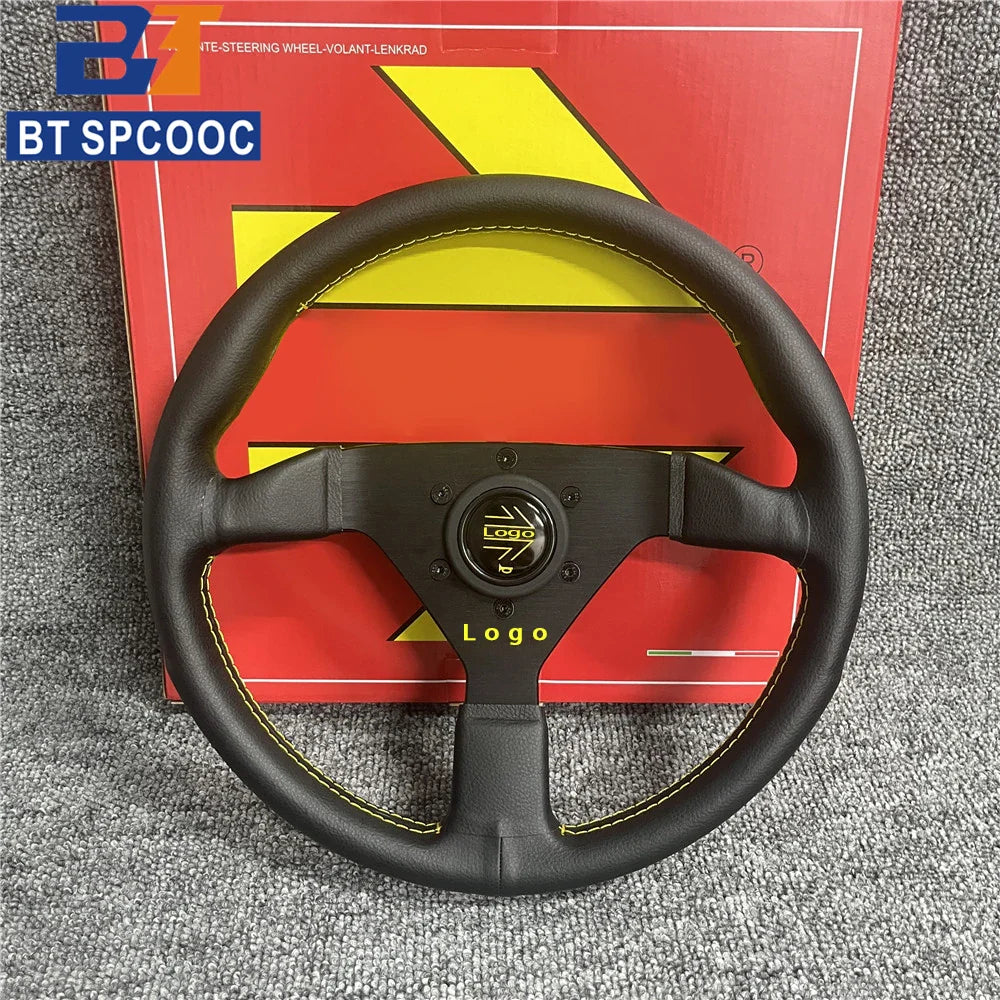13 Inch 320mm Real Leather Racing Steering Wheel for Golf Cart – JDM Sport Drift