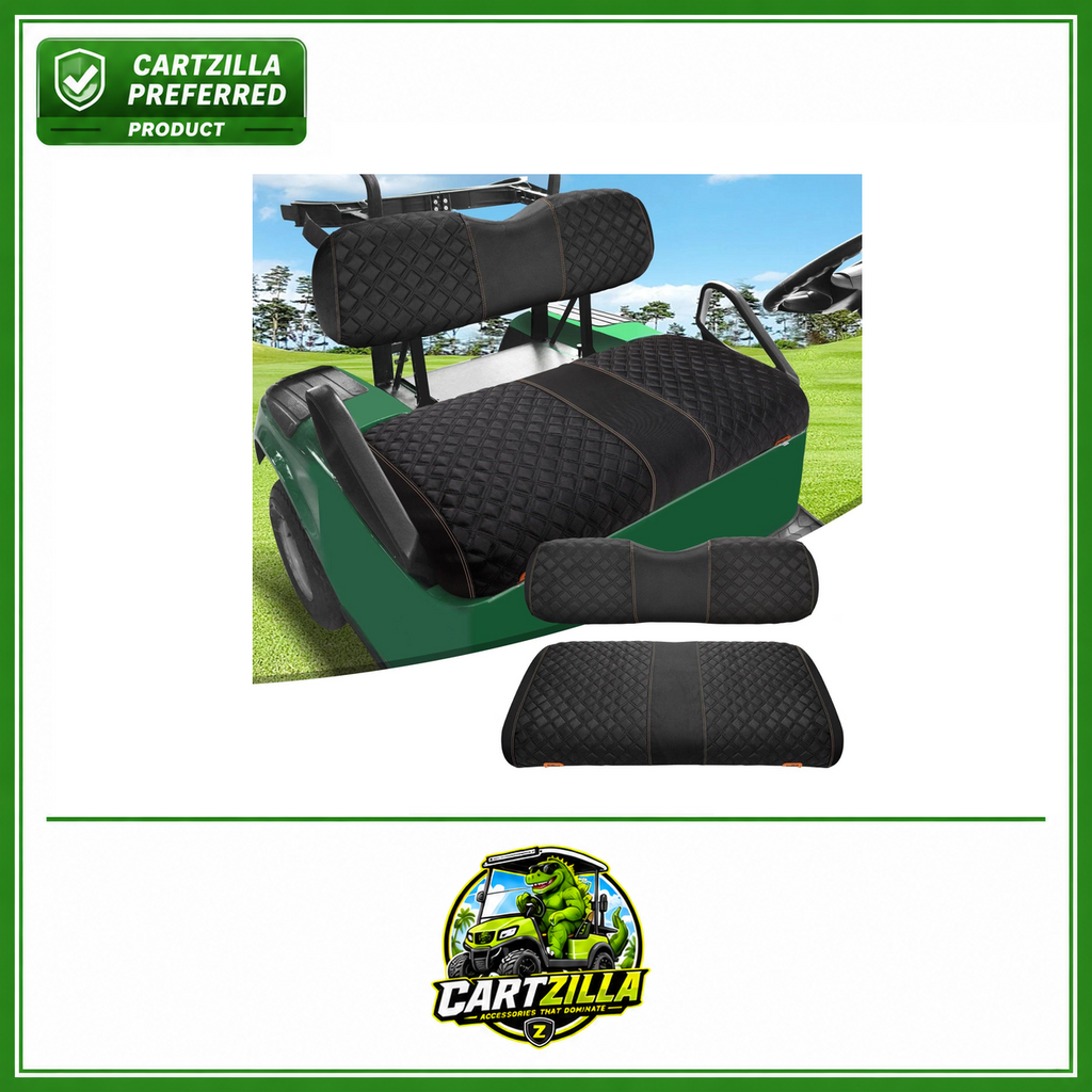 1680D Oxford Fiber Golf Cart Seat Covers Compatible with EZGO TXT, Backrest Bottom Seat Cover, No Drilling Required