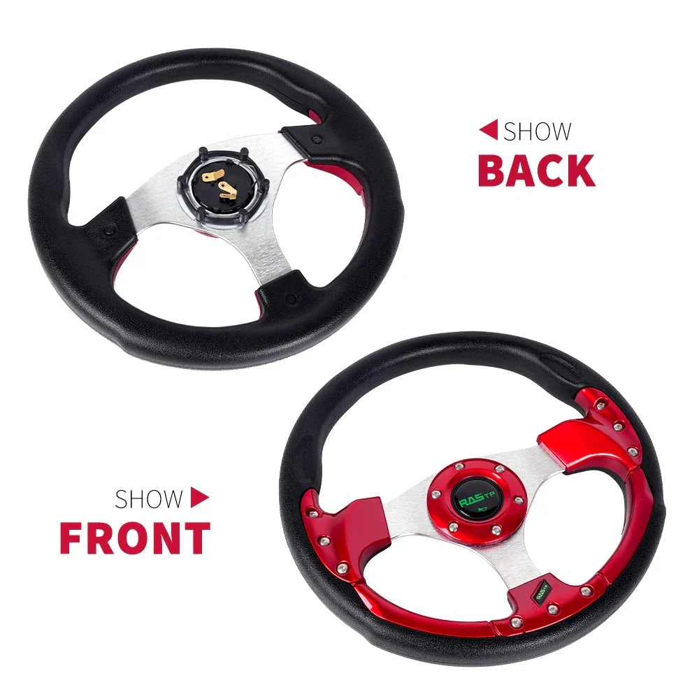 13 Inch 320mm Golf Cart Steering Wheel – PU Leather, Universal 5/6 Hole
