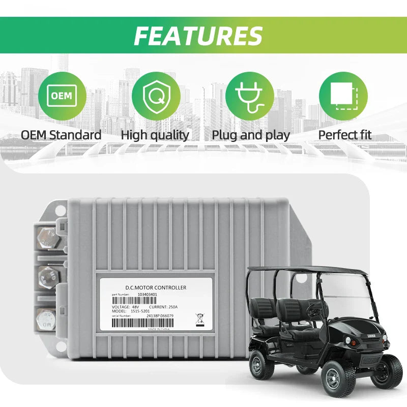48V 250A 1515-5201 Controller 103403401 for Curtis Club Car Precedent (2009-2014) Golf Cart - 1515-5201